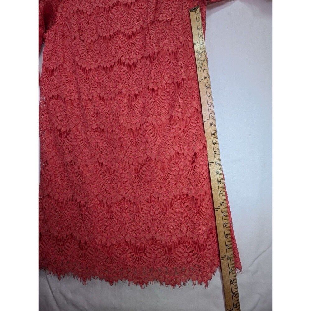 Jessica Howard Lace Cocktail Dress Coral Lined 3/4 Sleeve Plus Size 16W - Picture 7 of 9
